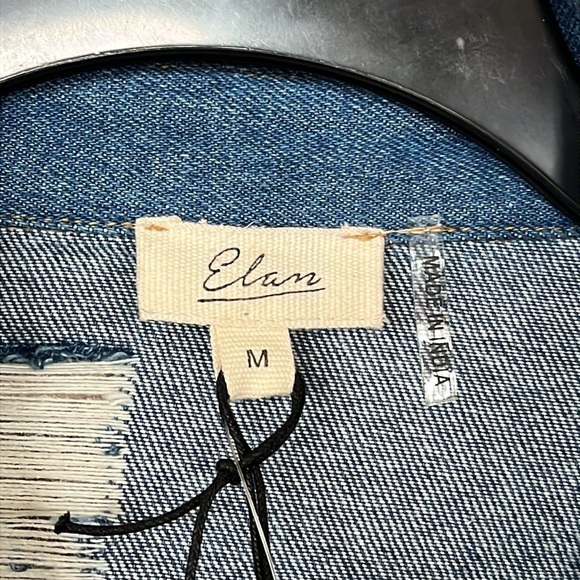 Brand New ELAN Patchwork Jacket Denim Button Up Jean Shacket Distressed Frayed - Picture 5 of 14